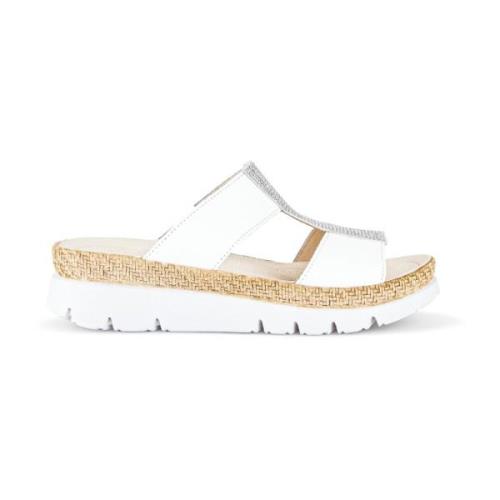 Witte leren muil sandalen Gabor , White , Dames