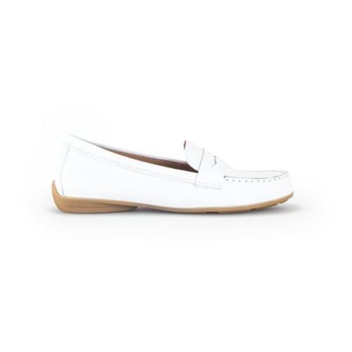 Witte leren mocassins Gabor , White , Dames