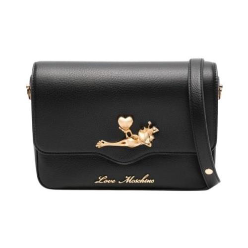 Zwarte Schoudertas van Nep Leer met Kikker Motief Love Moschino , Blac...