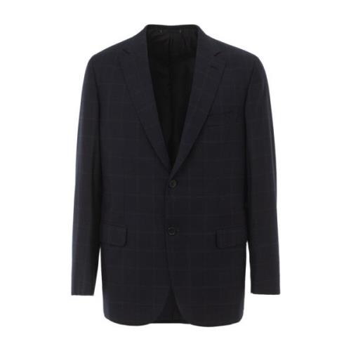 Geruite Monopetto Jas Ravello Stijl Brioni , Blue , Heren