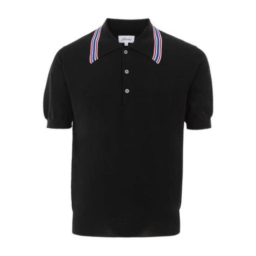 Zwarte Wollen Polo Shirt Brioni , Black , Heren