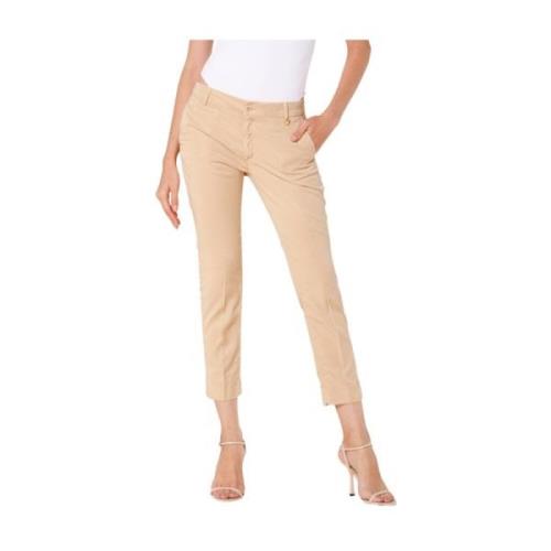 Curvy Chino Broek in Stretch Tencel Mason's , Beige , Dames