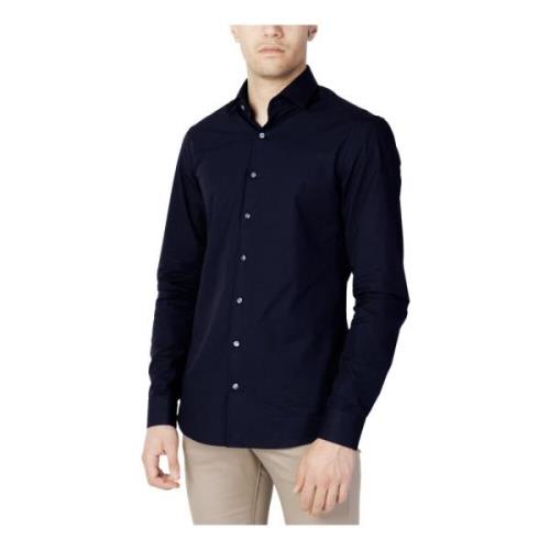 Blauw Plain Lange Mouw Shirt Calvin Klein , Blue , Heren