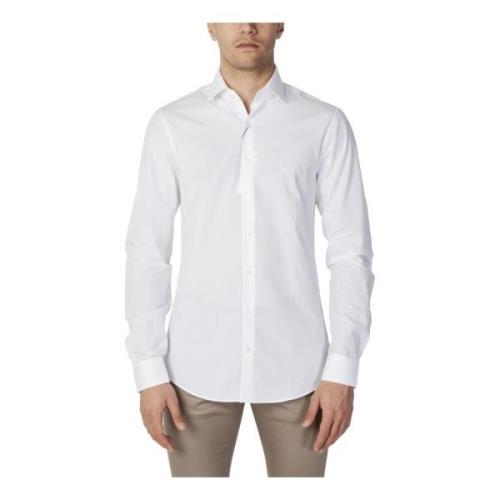 Witte Knoopsluiting Lange Mouw Overhemd Calvin Klein , White , Heren