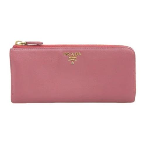 Pre-owned Leather wallets Prada Vintage , Pink , Dames