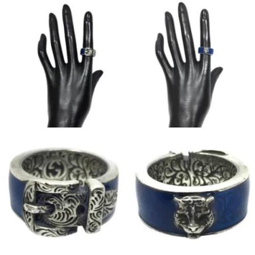 Pre-owned Metal rings Gucci Vintage , Blue , Dames