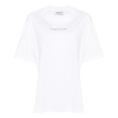 Geborduurd Wit T-shirt Lanvin , White , Dames