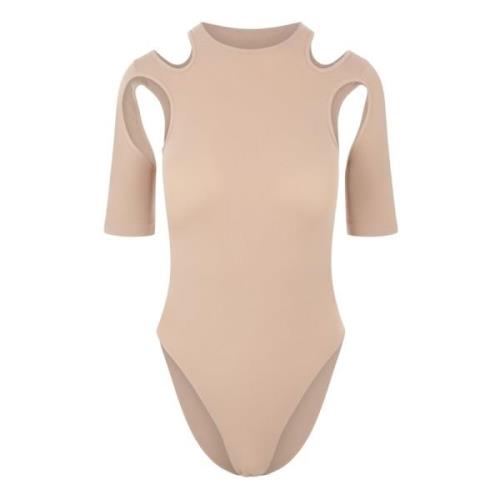 Nude Jersey Top met Schouderuitsparingen Andrea Adamo , Beige , Dames