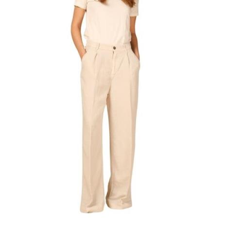 Dames Wide Pinces Chino Broek Mason's , Beige , Dames