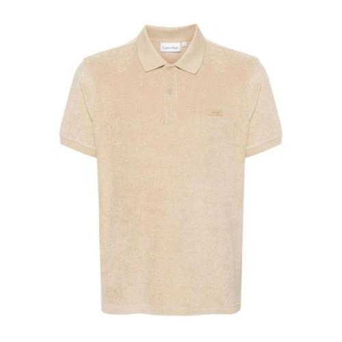 Beige Polo Shirt met Logo Detail Calvin Klein , Beige , Heren