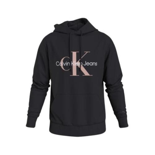 Monologo Regular Hoodie Zwart Logo Calvin Klein , Black , Heren