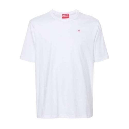 Geborduurd Logo Crew Neck T-shirt Diesel , White , Heren