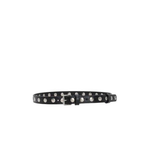 Zwart Leren Studs Riem Gucci , Black , Dames