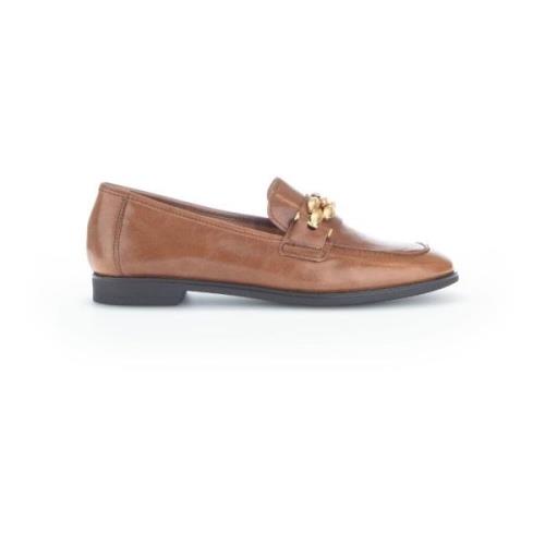 Cognac Leren Mocassins Gabor , Brown , Dames