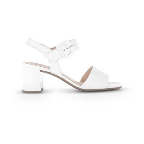 Witte Leren Zomer Sandalen Gabor , White , Dames