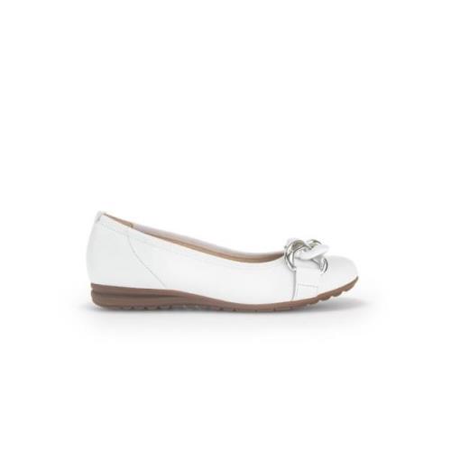 Witte leren ballerina schoenen Gabor , White , Dames