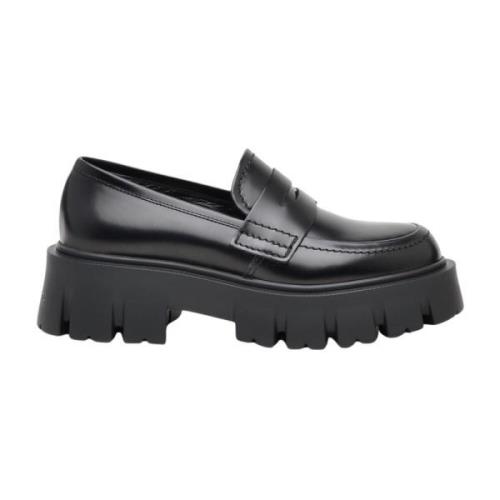 Zwarte leren mocassin damesschoenen Premiata , Black , Dames