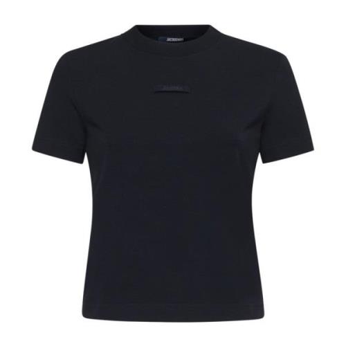 Zwart Stretch Katoenen T-shirt Jacquemus , Black , Dames