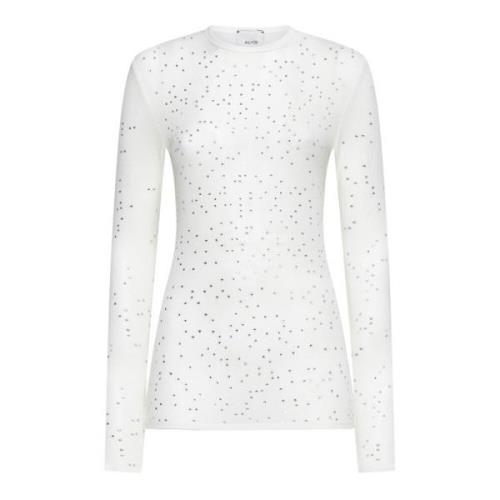 Stijlvolle Sweaters met Applicaties Alysi , White , Dames