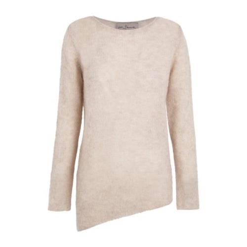 Asymmetrische Alpaca Merino Zijde Trui Cortana , Beige , Dames