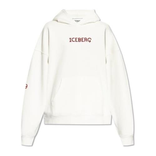 Sweatshirt met logo Iceberg , White , Heren