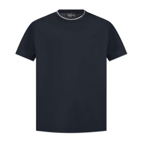 T-shirt met geborduurd logo Emporio Armani , Blue , Heren