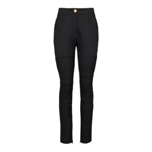 Wollen skinny-fit broek Balmain , Black , Dames