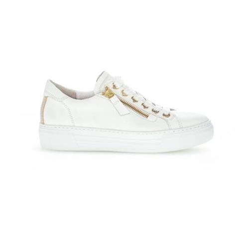 Witte/Gouden Sneakers van geperst leer Gabor , Multicolor , Dames