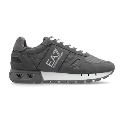 Sportschoenen met logo Emporio Armani EA7 , Gray , Dames