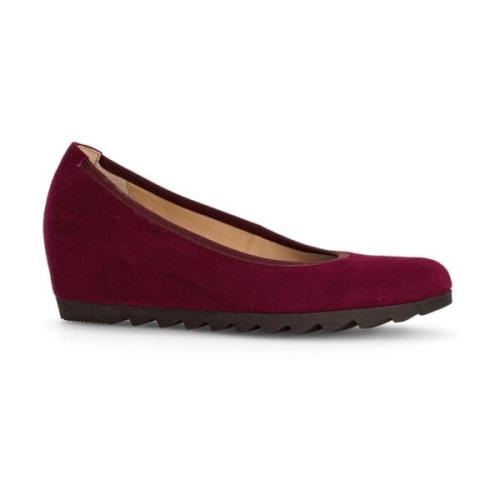 Velours Bordeaux Wedge Ballerina Schoenen Gabor , Red , Dames