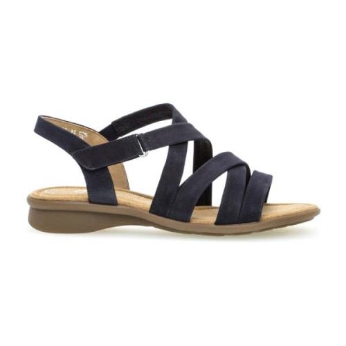 Blauwe suède sandalen met zacht leer Gabor , Blue , Dames