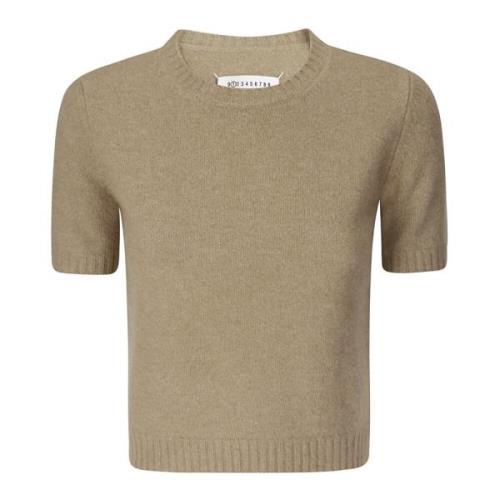 Wollen Crew-Neck Sweater met Ribgegevens Maison Margiela , Beige , Dam...