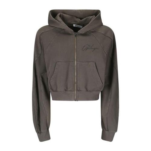 Hoodie met rits en logo Ottolinger , Brown , Dames