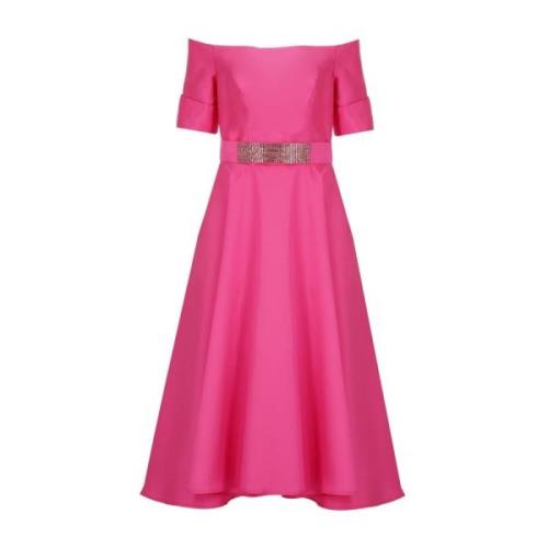 Fuchsia Zijde Blend Jurk met Juwelen Atelier Legora , Pink , Dames