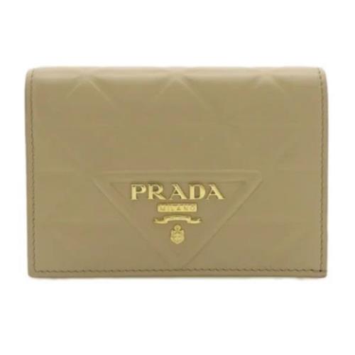 Pre-owned Leather wallets Prada Vintage , Beige , Dames