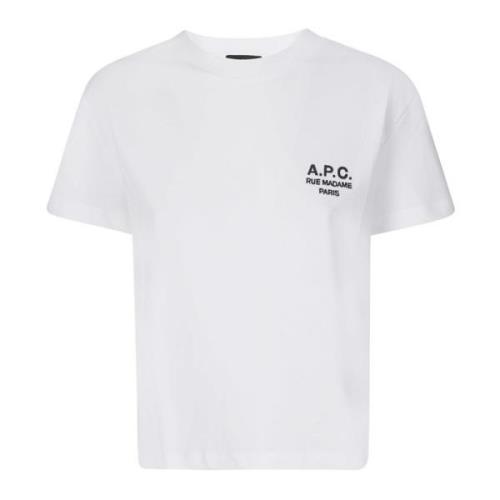 Witte Boxy Fit T-Shirt met Geborduurd Logo A.p.c. , White , Dames