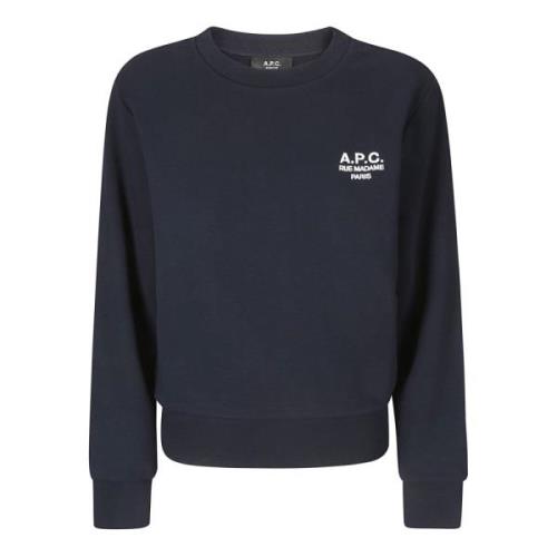 Blauwe Boxy Fit Sweatshirt met Geborduurd Logo A.p.c. , Blue , Dames