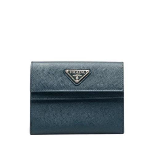 Pre-owned Leather wallets Prada Vintage , Blue , Dames