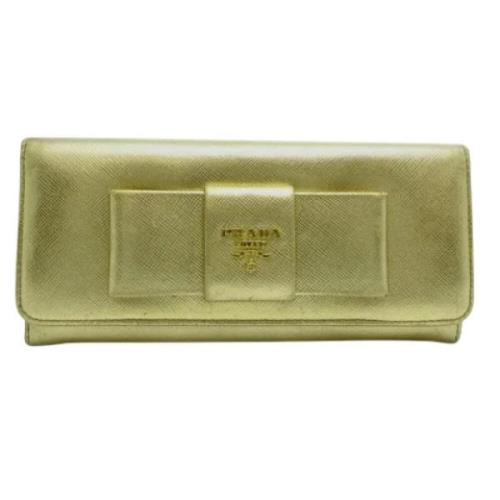 Pre-owned Leather wallets Prada Vintage , Yellow , Dames