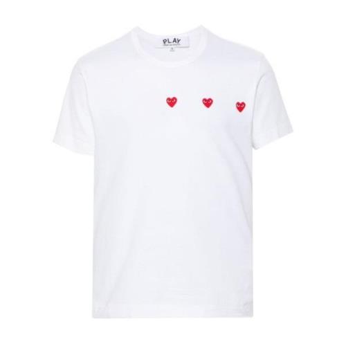 Wit T-shirt met Hartenprint Comme des Garçons , White , Dames