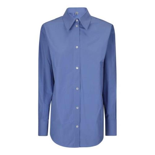 Blauwe Kimono Mouw Shirt met Knoopsluiting TotêMe , Blue , Dames