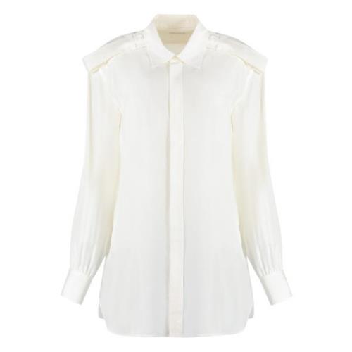 Zijden Blouse Ronde Zoom Burberry , White , Dames