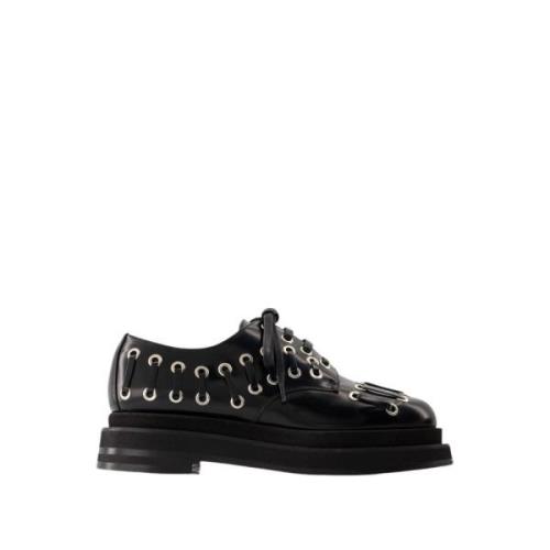 Zwarte Leren Brogue Loafers met Hartvormige Neus Simone Rocha , Black ...