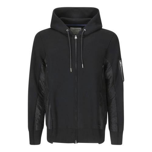 Hoodie met ritssluiting Sacai , Black , Heren