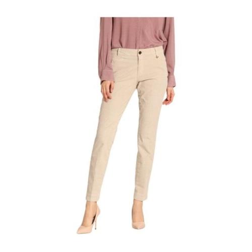 Curvy Velvet Chino Broek 1000-Gestreept Mason's , Beige , Dames