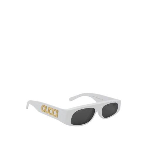 Rounded Lenses Acetaat Zonnebril Gucci , White , Dames