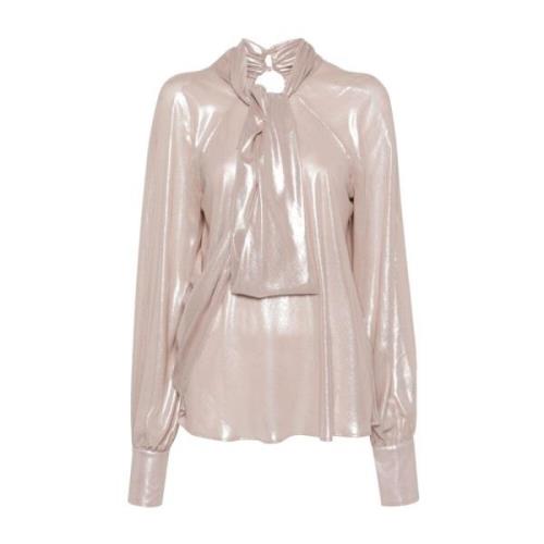 Chiffon Gedrapeerde Jurk met Sjaal Detailing Genny , Beige , Dames