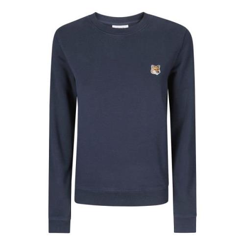 Logo Crew-Neck Sweatshirt Maison Kitsuné , Blue , Dames