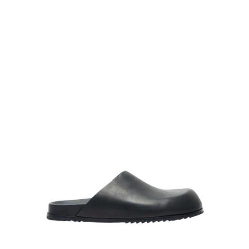 Ronde leren muilen Rick Owens , Black , Heren