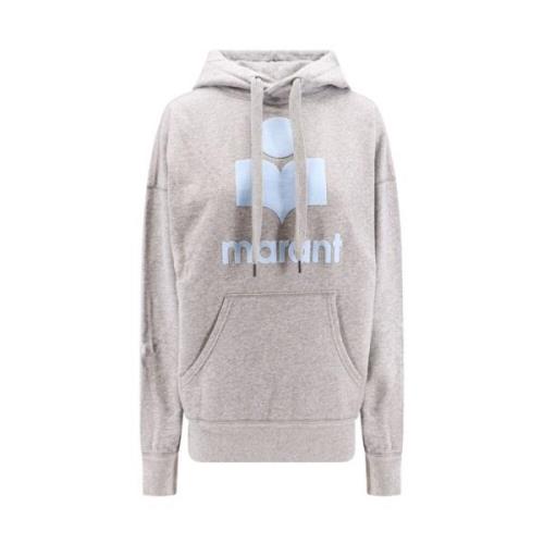 Flocked Logo Katoenen Sweatshirt Hoodie Isabel Marant Étoile , Gray , ...